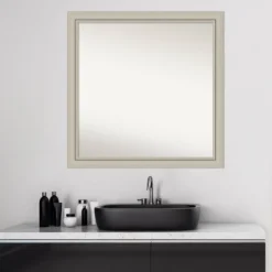 30" X 30" Non-Beveled Romano Silver Narrow Wood Bathroom Wall Mirror - Amanti Art -Amanti Art GUEST 1bf58ce4 5904 4a9d a726 2983c1735dc1