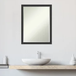 Amanti Art Mezzanotte Black Petite Bevel Wood Bathroom Wall Mirror 26 X 20 In. -Amanti Art GUEST 1c9ae1cb 389d 41e1 92b1 a2110e482827