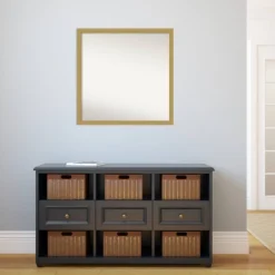 28" X 28" Non-Beveled Grace Brushed Gold Narrow Wall Mirror - Amanti Art -Amanti Art GUEST 1d3c4f80 9032 4b3f a1a9 34e031e7a7da
