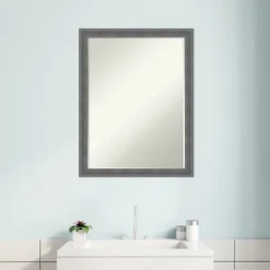 Amanti Art Dixie Grey Rustic Petite Bevel Wood Bathroom Wall Mirror 26.25 X 20.25 In. -Amanti Art GUEST 1e3e8304 f6e7 4d49 869c 06c6ad4ec362