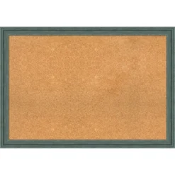 39"x27" Upcycled Wood Frame Natural Cork Board Teal/Gray - Amanti Art -Amanti Art GUEST 1e454691 5a99 4ca0 93f7 1ef9bb7a78fc