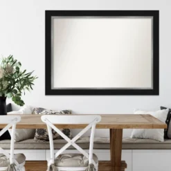 44" X 33" Non-Beveled Eva Black Silver Wall Mirror - Amanti Art: Modern Rectangular, Polystyrene Frame, Wall Mount -Amanti Art GUEST 1eac7fec 092a 4e19 82dc 0589a42b643d