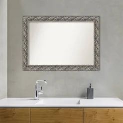 42" X 30" Non-Beveled Silver Luxor Wood Bathroom Wall Mirror - Amanti Art -Amanti Art GUEST 1eb0afaa a22c 4b56 9b8f 3095f111e1eb