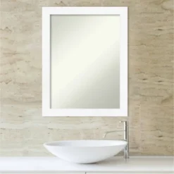 21" X 27" Non-Beveled Cabinet Narrow Bathroom Wall Mirror White - Amanti Art -Amanti Art GUEST 1ed4ecbd a876 4662 8504 704f7d536b77