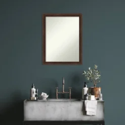 21"x27" Non-Beveled Narrow Wood Bathroom Wall Mirror Warm Walnut - Amanti Art: Modern Rectangular Vanity, Wall Mounted, Includes Hardware -Amanti Art GUEST 1ef1e122 c815 4014 bf53 3e3ffe593b07