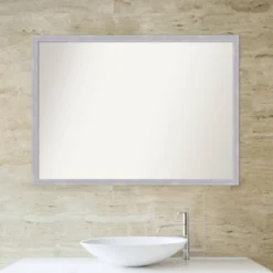 40" X 29" Non-Beveled Grace Narrow Bathroom Wall Mirror Brushed Nickel - Amanti Art -Amanti Art GUEST 1f7def1e 646c 40a3 a40d 4feeb0600558