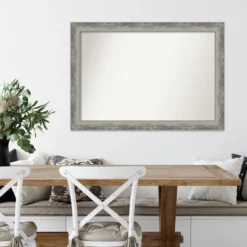 41" X 29" Non-Beveled Waveline Silver Narrow Wall Mirror - Amanti Art -Amanti Art GUEST 1fd493df 28eb 463d 9a66 ef6856b0666b