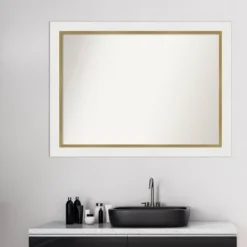 43" X 32" Non-Beveled Eva Bathroom Wall Mirror White - Amanti Art: Modern Rectangle, Wall Mount, Includes Hardware -Amanti Art GUEST 20c006c7 65bb 4fd2 8d60 b8f3a54c8677
