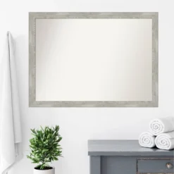 42" X 31" Non-Beveled Dove Narrow Bathroom Wall Mirror Gray Wash - Amanti Art -Amanti Art GUEST 20f28c02 6f68 4ae3 82c6 ca8bb2bdc791