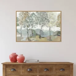 33" X 22" Breezy Landscape Trees I By Allison Pearce Framed Canvas Wall Art Light Brown - Amanti Art -Amanti Art GUEST 21c63f21 a674 47c3 a07a d88737f9bf62