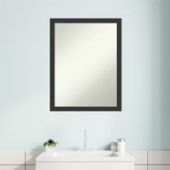 Mezzanotte Black Non-Beveled Wood Bathroom Wall Mirror -Amanti Art GUEST 22050a5b e6ef 4458 8641 99cb98c679f4