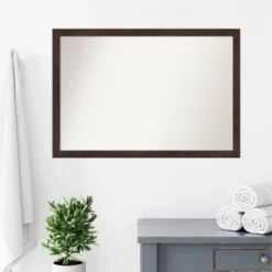 39" X 27" Non-Beveled Fresco Wood Bathroom Wall Mirror Dark Walnut Brown - Amanti Art -Amanti Art GUEST 236c0d20 ed0e 427a ad50 4d2eb84372e6