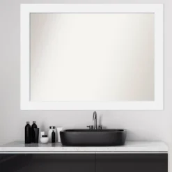 43" X 32" Non-Beveled Corvino Wood Bathroom Wall Mirror White - Amanti Art -Amanti Art GUEST 23a7ac9e 406c 46c5 9568 00f54bd7b988