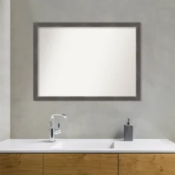 41" X 30" Non-Beveled Woodridge Rustic Gray Wood Bathroom Wall Mirror - Amanti Art 17 41" X 30" Non-Beveled Woodridge Rustic Gray Wood Bathroom Wall Mirror - Amanti Art -Amanti Art GUEST 23b4897a 2163 40c8 ac89 9bbe725b919c