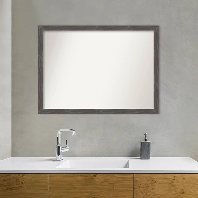 41" X 30" Non-Beveled Woodridge Rustic Gray Wood Bathroom Wall Mirror - Amanti Art 10 41" X 30" Non-Beveled Woodridge Rustic Gray Wood Bathroom Wall Mirror - Amanti Art - Image 8