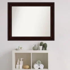 33" X 27" Non-Beveled Bathroom Wall Mirror Coffee Bean Brown - Amanti Art -Amanti Art GUEST 24e26a7e 00df 42cf 8eee ef0e5333ea75