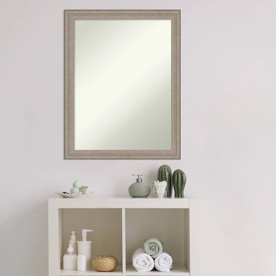 21" X 27" Non-Beveled Curve Wood Bathroom Wall Mirror Gray Wash - Amanti Art 6 21" X 27" Non-Beveled Curve Wood Bathroom Wall Mirror Gray Wash - Amanti Art - Image 4