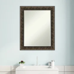 Amanti Art Intaglio Embossed Black Petite Bevel Wood Bathroom Wall Mirror 28.5 X 22.5 In. 15 Amanti Art Intaglio Embossed Black Petite Bevel Wood Bathroom Wall Mirror 28.5 X 22.5 In. -Amanti Art GUEST 2579a2f5 5311 4d0b 920b 7bf8630f764c