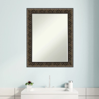 Amanti Art Intaglio Embossed Black Petite Bevel Wood Bathroom Wall Mirror 28.5 X 22.5 In. 7 Amanti Art Intaglio Embossed Black Petite Bevel Wood Bathroom Wall Mirror 28.5 X 22.5 In. - Image 5