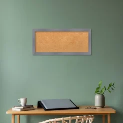 32"x14" Edwin Wood Frame Natural Cork Board Gray - Amanti Art -Amanti Art GUEST 26378221 b0c5 474f 83f9 ab16cfec4f1c