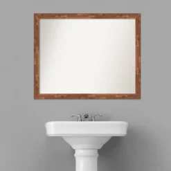 31" X 25" Non-Beveled Fresco Wood Bathroom Wall Mirror Light Pecan Brown - Amanti Art 14 31" X 25" Non-Beveled Fresco Wood Bathroom Wall Mirror Light Pecan Brown - Amanti Art -Amanti Art GUEST 264b7035 8b7b 41b3 91c9 a328c246b4f3