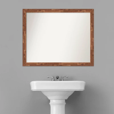 31" X 25" Non-Beveled Fresco Wood Bathroom Wall Mirror Light Pecan Brown - Amanti Art 7 31" X 25" Non-Beveled Fresco Wood Bathroom Wall Mirror Light Pecan Brown - Amanti Art - Image 5
