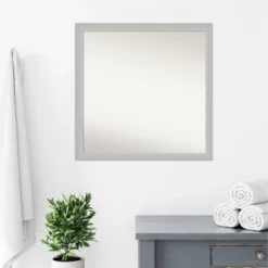 29" X 29" Non-Beveled Low Luster Wood Bathroom Wall Mirror Silver - Amanti Art -Amanti Art GUEST 265999fd 2bcc 4cdb 831b a986479c3696