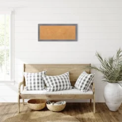 32"x14" Edwin Wood Frame Natural Cork Board Gray - Amanti Art -Amanti Art GUEST 2659f767 c04a 4db5 bc47 c2119d5259be