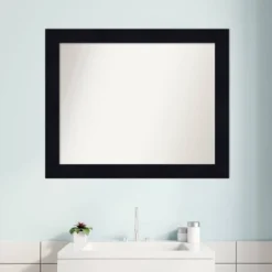 32" X 26" Non-Beveled Shiplap Navy Wood Bathroom Wall Mirror - Amanti Art -Amanti Art GUEST 26896b15 88ae 4eae 94e3 77f11d66329d