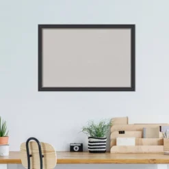 26"x18" Stylish Wood Frame Cork Board Black - Amanti Art -Amanti Art GUEST 26a11a8a dde6 48c3 bca6 05616a84ebb5