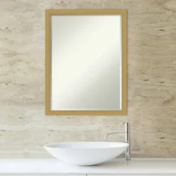 Grace Brushed Narrow Petite Bevel Bathroom Wall Mirror -Amanti Art GUEST 26d26367 2e63 46d0 b9b7 1fe2847e4b82