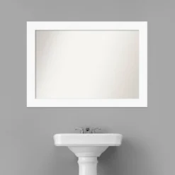 42" X 30" Non-Beveled Cabinet Bathroom Wall Mirror White - Amanti Art -Amanti Art GUEST 27150a32 3484 4b92 9b37 23ac876850e6