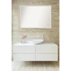 40"x29" Non-Beveled Two Tone Wood Bathroom Wall Mirror Silver - Amanti Art: Modern Vanity Accessory, Wall Mount -Amanti Art GUEST 27fc4fc8 63f1 4379 b98c fbff345d6a3b
