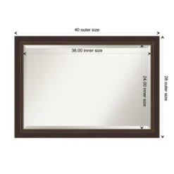 41" X 29" Beveled Lara Bronze Wood Wall Mirror - Amanti Art: Modern Rectangular, No Assembly Required -Amanti Art GUEST 28edade7 109f 4bd4 941e e450c311d1f3