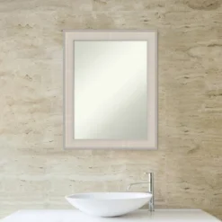 23"x29" Non-Beveled Cottage Wood Bathroom Wall Mirror White/Silver - Amanti Art: Modern Rectangle, Wall Mount, Wood Frame -Amanti Art GUEST 29204863 c8e3 499d b123 da1818f8e709