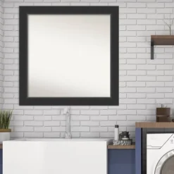 31" X 31" Non-Beveled Corvino Wood Bathroom Wall Mirror Black - Amanti Art -Amanti Art GUEST 29355441 3a3b 4413 90e9 bb0c2abd3390
