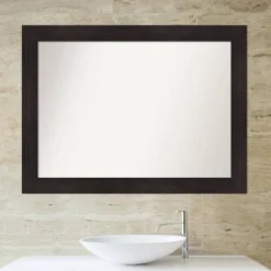 44" X 33" Non-Beveled Furniture Bathroom Wall Mirror Espresso Brown - Amanti Art: Modern Rectangular, Polystyrene Frame, Wall Mounted -Amanti Art GUEST 29dbe447 c606 4cb9 ae43 22795728b26d