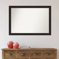 40" X 28" Non-Beveled Furniture Narrow Bathroom Wall Mirror Espresso Brown - Amanti Art -Amanti Art GUEST 2ada12ab bcb8 4b91 8691 657e69b91578