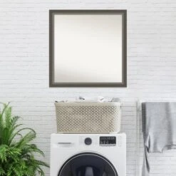 29" X 29" Non-Beveled Domus Wood Bathroom Wall Mirror Dark Silver - Amanti Art -Amanti Art GUEST 2ae9319b 3dab 4931 aa8f 667e472b4af5