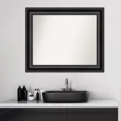 34" X 28" Non-Beveled Grand Bathroom Wall Mirror Black - Amanti Art -Amanti Art GUEST 2aecb1e5 dc42 47f7 89d5 f1004ec93a94