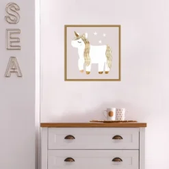 16" X 16" Sleepy Unicorn I By Victoria Barnes Framed Canvas Wall Art - Amanti Art -Amanti Art GUEST 2b2fc68b 46d7 46a5 ab2d 6ffc61ceb46c