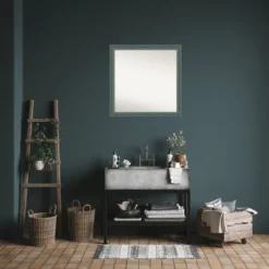 30"x30" Non-Beveled Upcycled Wood Bathroom Wall Mirror Teal/Gray - Amanti Art: Modern Square, Wall Mount, Includes Hardware -Amanti Art GUEST 2b3731df 24ad 4454 98a1 0cda44fa7246