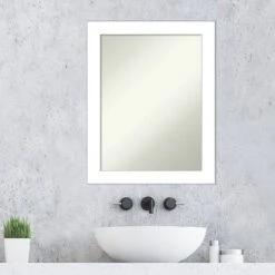 22" X 28" Non-Beveled Wedge White Bathroom Wall Mirror - Amanti Art -Amanti Art GUEST 2b85f457 4847 4266 a28e 337d0fbe202b