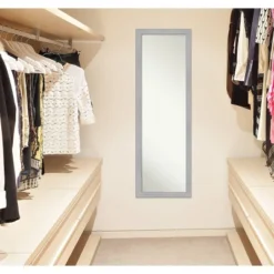 17" X 51" Vista Brushed Framed On The Door Mirror Nickel - Amanti Art -Amanti Art GUEST 2b895273 7264 4881 80b1 c32e033fad6c