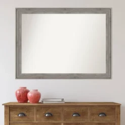 43" X 32" Non-Beveled Regis Barn Wood Gray Wood Wall Mirror - Amanti Art -Amanti Art GUEST 2bb7732c 0740 4225 90ef 8734a6ee80cf