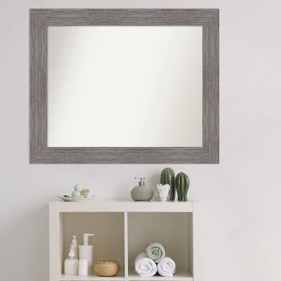 34" X 28" Non-Beveled Pinstripe Plank Gray Bathroom Wall Mirror - Amanti Art 8 34" X 28" Non-Beveled Pinstripe Plank Gray Bathroom Wall Mirror - Amanti Art - Image 6