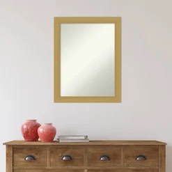 22" X 28" Non-Beveled Grace Bathroom Wall Mirror Brushed Gold - Amanti Art -Amanti Art GUEST 2d698990 6252 4a7e 91ac 511f7c6009a9