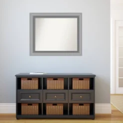 34" X 28" Non-Beveled Peak Polished Nickel Bathroom Wall Mirror - Amanti Art -Amanti Art GUEST 2e2d3de5 90d6 46ba 958b 0a2fc8826d59