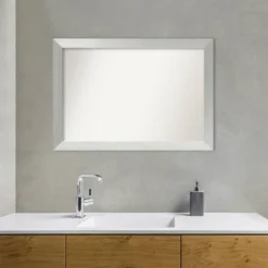 40" X 28" Non-Beveled Wood Bathroom Wall Mirror Brushed Sterling Silver - Amanti Art 17 40" X 28" Non-Beveled Wood Bathroom Wall Mirror Brushed Sterling Silver - Amanti Art -Amanti Art GUEST 2e53a32d e326 48c4 a94f c604c810d49a