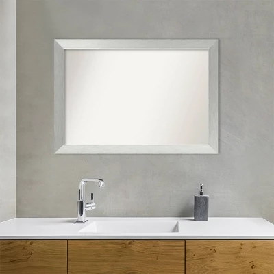 40" X 28" Non-Beveled Wood Bathroom Wall Mirror Brushed Sterling Silver - Amanti Art 10 40" X 28" Non-Beveled Wood Bathroom Wall Mirror Brushed Sterling Silver - Amanti Art - Image 8